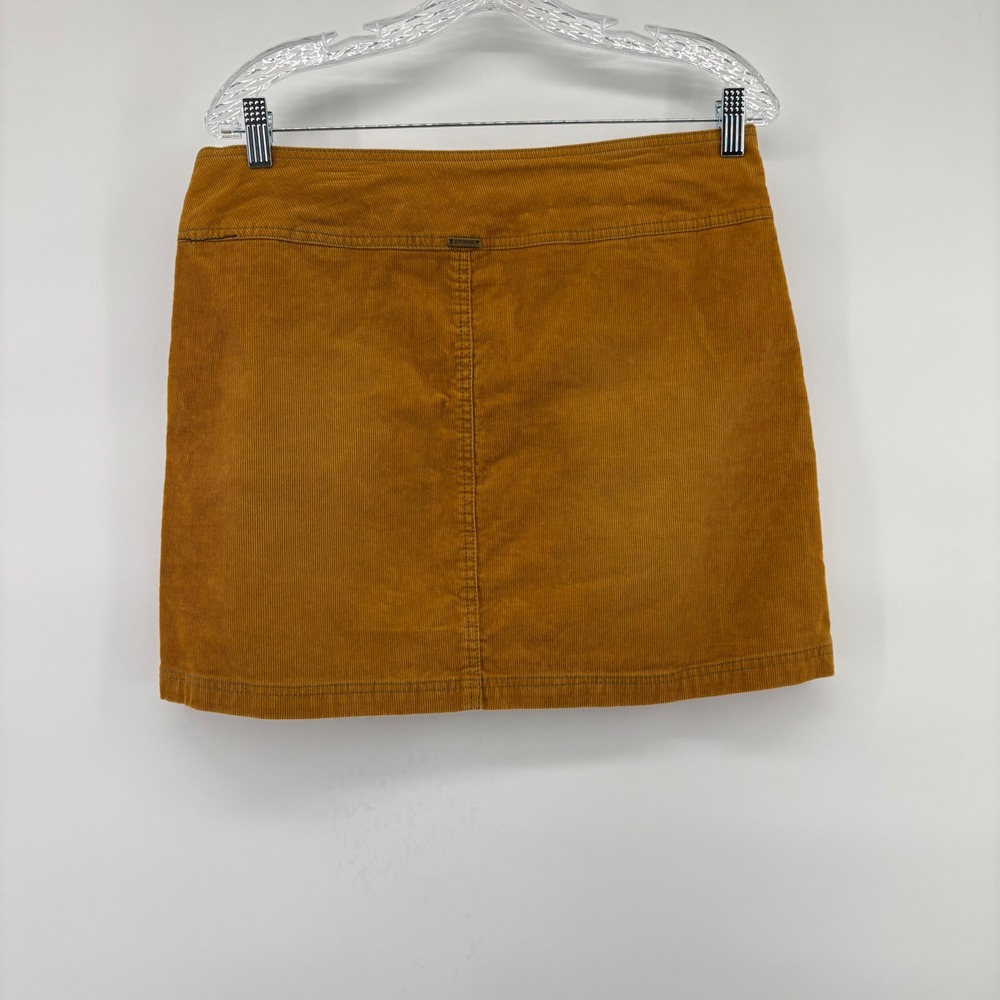 PrAna Corduroy A-Line Skirt Women Size 10 Mustard Yellow Organic Cotton Blend - Picture 3 of 5